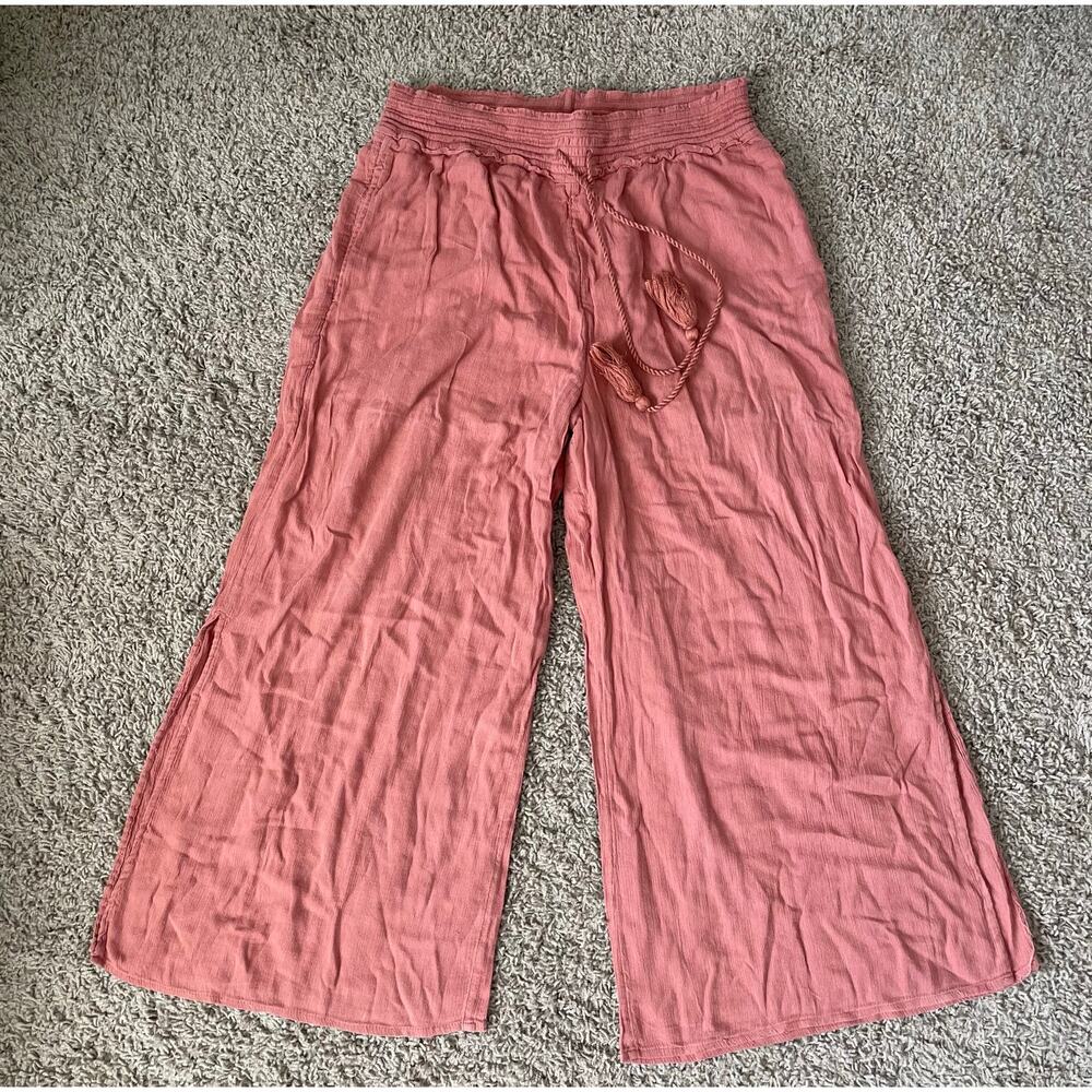 Abercrombie & Fitch Cotton Blend Wide Leg Pants paprika orange sz L